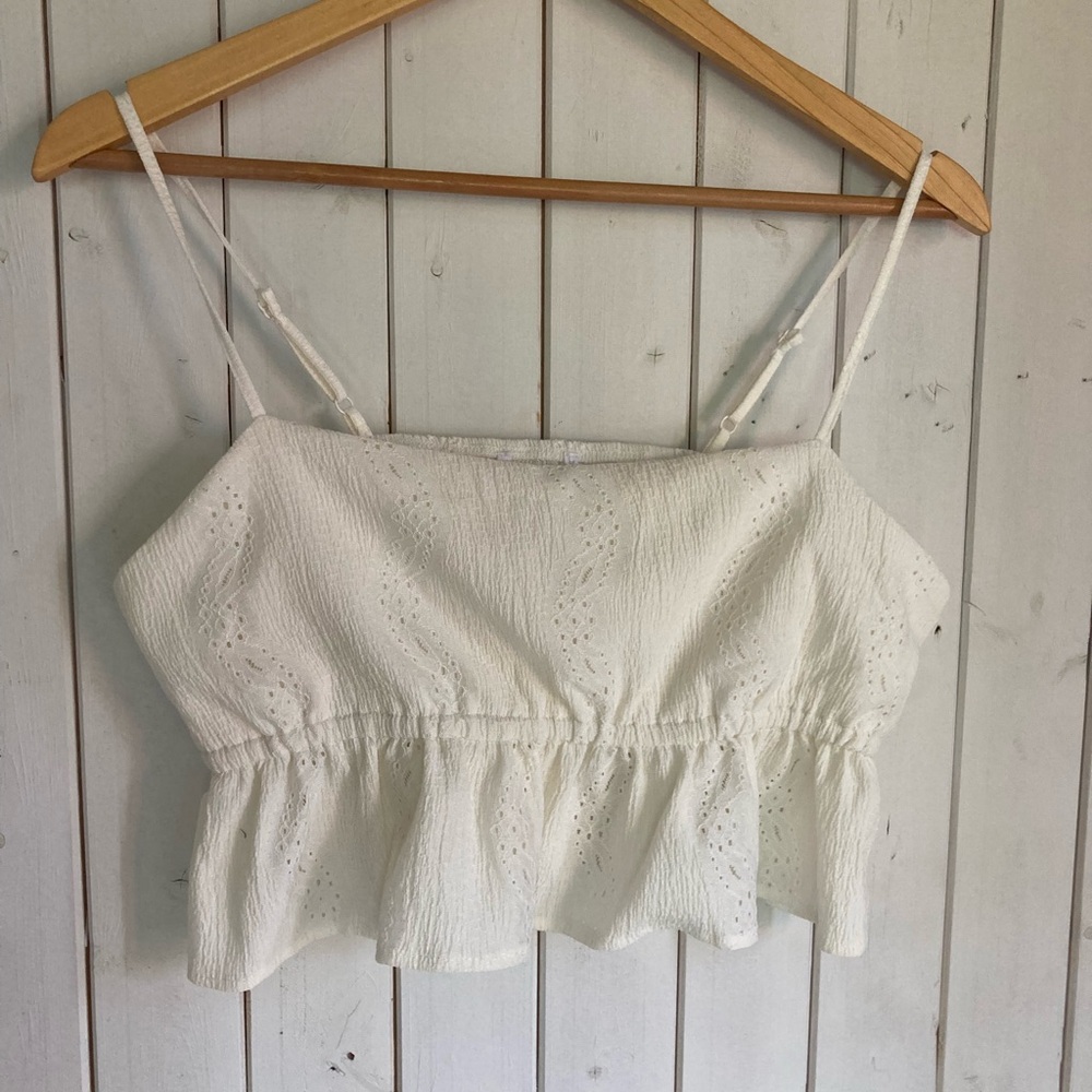Elegant White Eyelet Women's Top